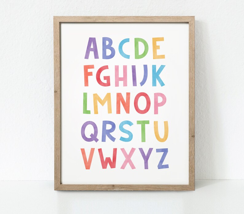Kids Room Decor Nursery ABC Poster Nursery Alphabet Print Rainbow Alphabet Poster Playroom ABC poster ABC poster