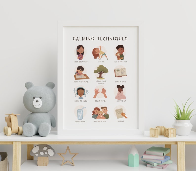 Feelings Poster, Calming Techniques, Calming Corner, Emotions Chart, Classroom Decor, Montessori Homeschool Decor, Feelings Print, Printable image 7