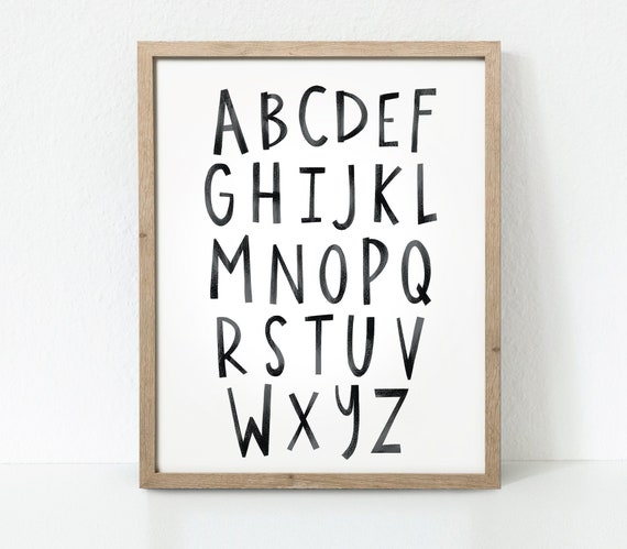 Alphabet Printable, ABC Printable, Black and White Alphabet, Nursery Decor, Wall Art