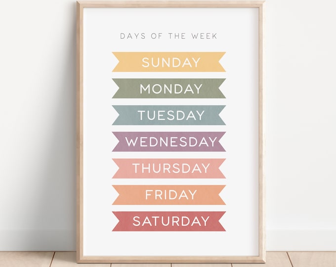 Days of the Week Poster | Classroom Decor | Educational Print ...