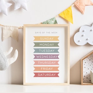 Days of the Week Print, Educational Print, Printable Wall Art, Days of ...