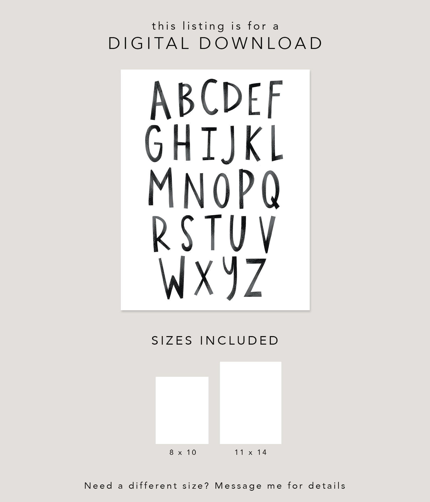 Alphabet Printable ABC Printable Black and White Alphabet | Etsy