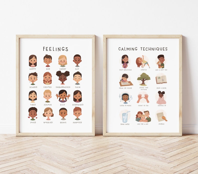Feelings Poster, Calming Techniques, Calming Corner, Emotions Chart, Classroom Decor, Montessori Homeschool Decor, Feelings Print, Printable image 1