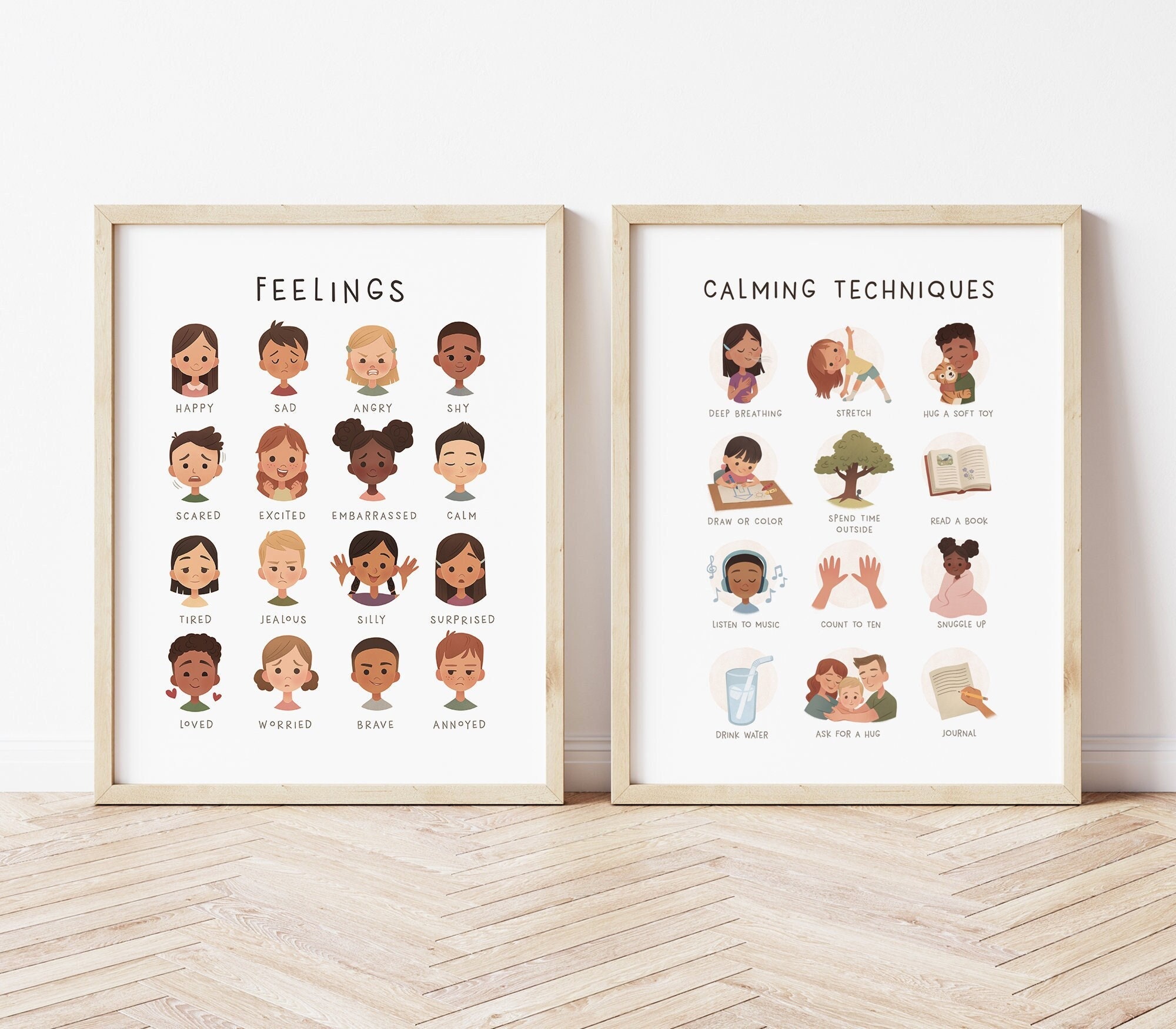 Feelings Poster, Calming Techniques, Calming Corner, Emotions Chart, Classroom Decor, Montessori Homeschool Decor, Feelings Print, Printable