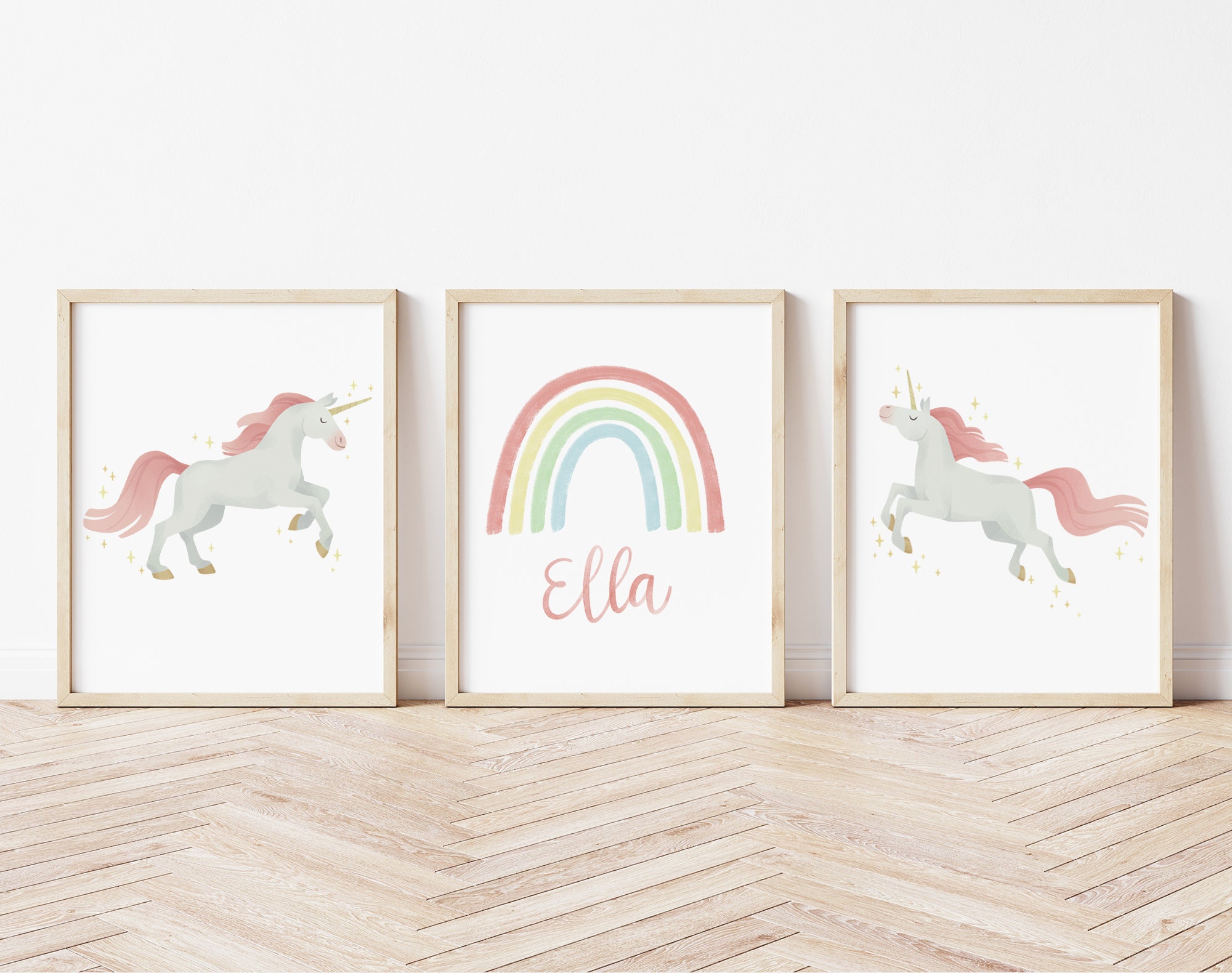 Set of 4 Unicorn Prints Unicorn Wall Art Set Girls Nursery Decor