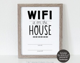 Wifi Passwort druckbar, Hochformat & Querformat