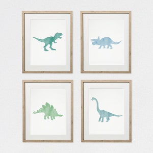 4 Dinosaur Prints, Dinosaur Nursery Print, Dinosaur Wall Art, Dinosaur Art, Dinosaur Nursery, Nursery Art, Set of 4, Dino Nursery