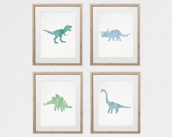 4 Dinosaur Prints, Dinosaur Nursery Print, Dinosaur Wall Art, Dinosaur Art, Dinosaur Nursery, Nursery Art, Set of 4, Dino Nursery