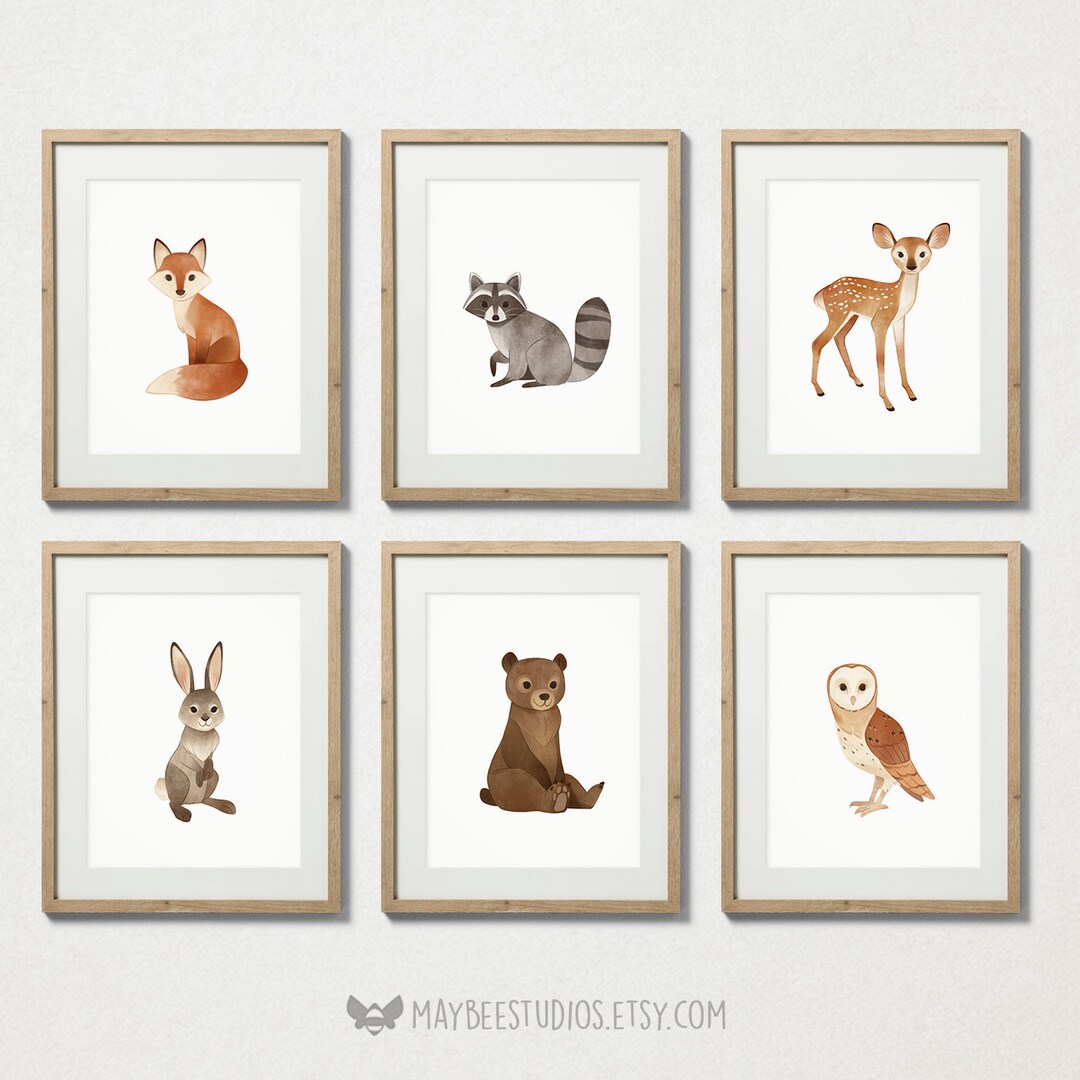Set of 6 Woodland Nursery Prints, Woodland Nursery Printables, Woodland ...