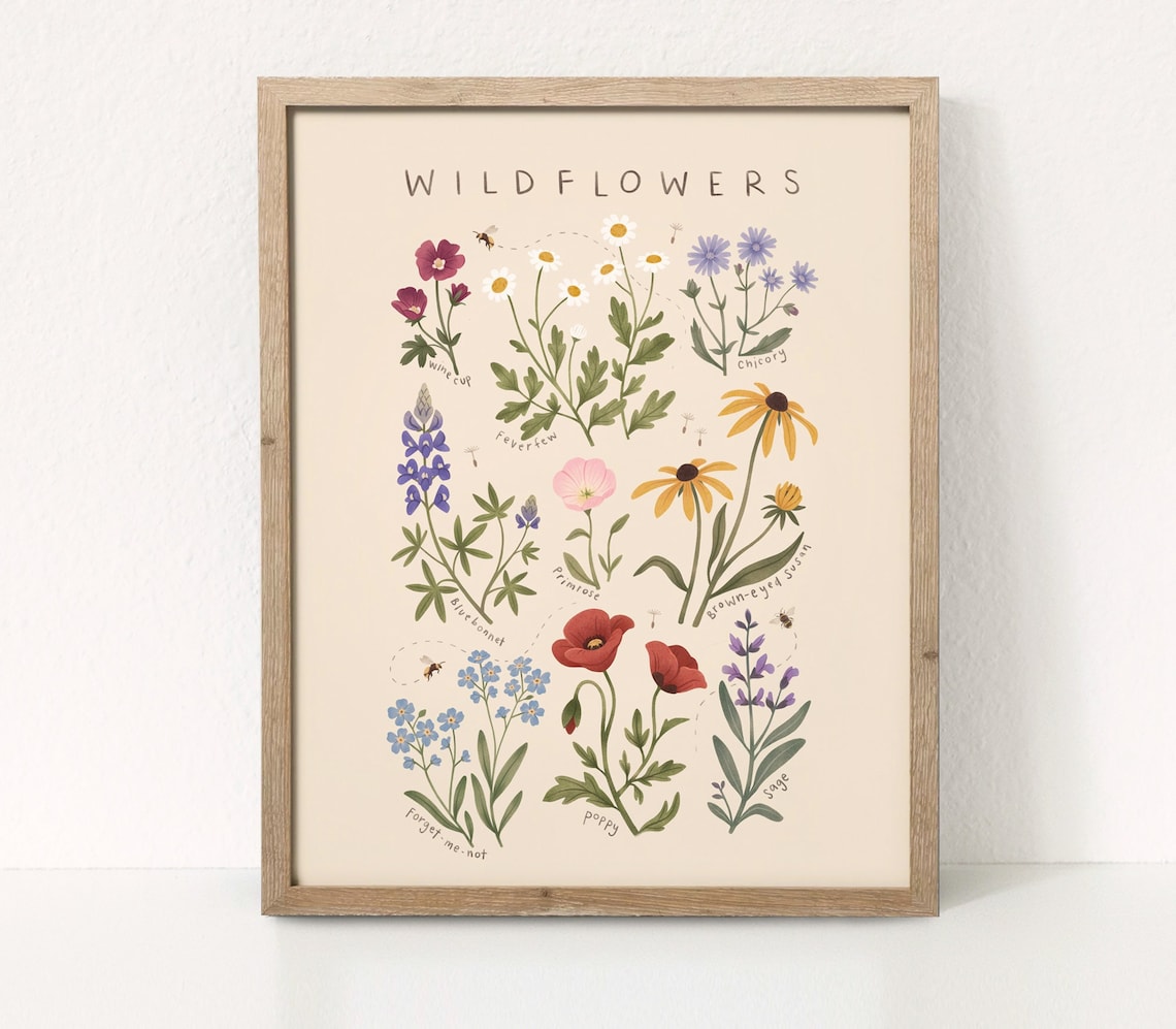 Wildflowers Print Wildflowers Art Educational Poster Etsy
