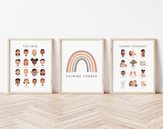 Feelings Poster, Calming Techniques, Calming Corner, Emotions Chart, Classroom Decor, Montessori Homeschool Decor, Feelings Print, Printable