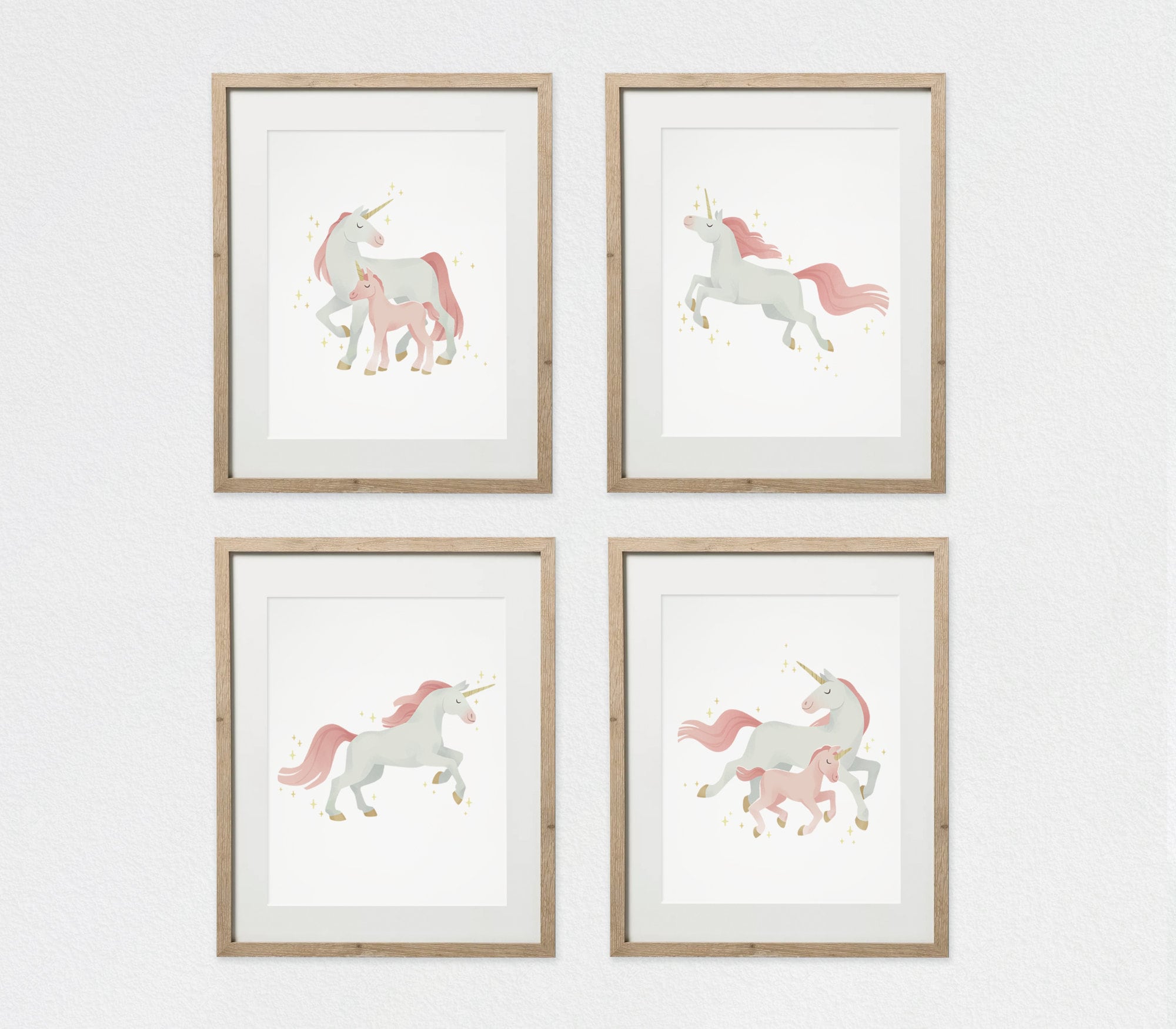 Unicorn Prints Set of 4 Unicorn Prints Unicorn Printable Etsy