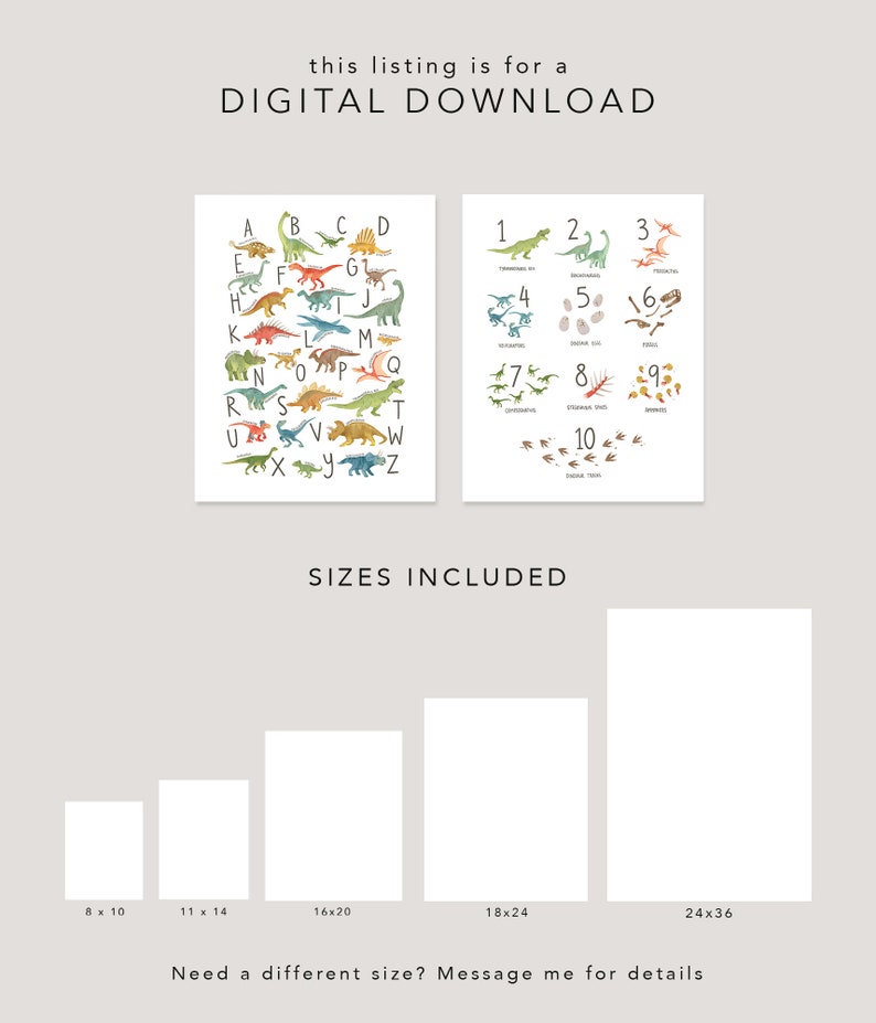 Dinosaur Alphabet Print ABC Printable Alphabet Print - Etsy