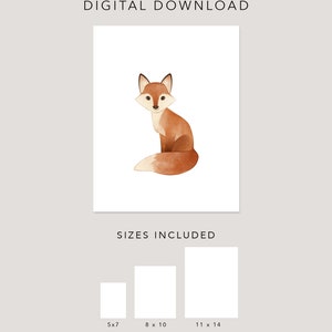 Fox Print, Woodland Nursery Print, Woodland Nursery, Printable ...