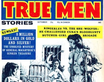 True Men Stories   1965  Wild Vintage Collectible Mens Magazine  Sin-Game Sex Orgy  She-Wolves  Butcher-Girl Brigade  Norad Doomsday