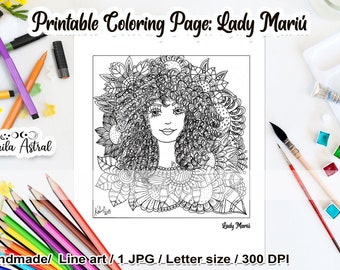 Lady Mariú printable coloring page