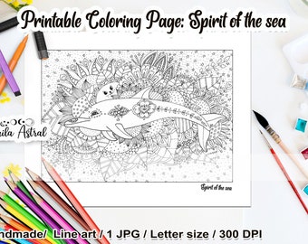 The Spirit of the Sea Printable Coloring Page