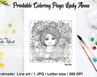 Lady Anna printable coloring page