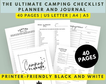 Ultimate Printable Camping Checklist | Camping Packing List | 40 Pages | Glamping Check List Planner | Digital Download | Camping Planner