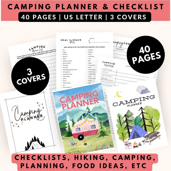 Printable Camping Planner Checkliste bündeln | Packliste | KOSTENLOSE AKTUALISIERUNGEN! | 29 Seiten | Tent Glamping Checkliste Sammelmappe | Digitaler Download