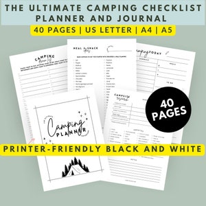 Ultimate Printable Camping Checklist | Camping Packing List | 40 Pages | Glamping Check List Planner | Digital Download | Camping Planner