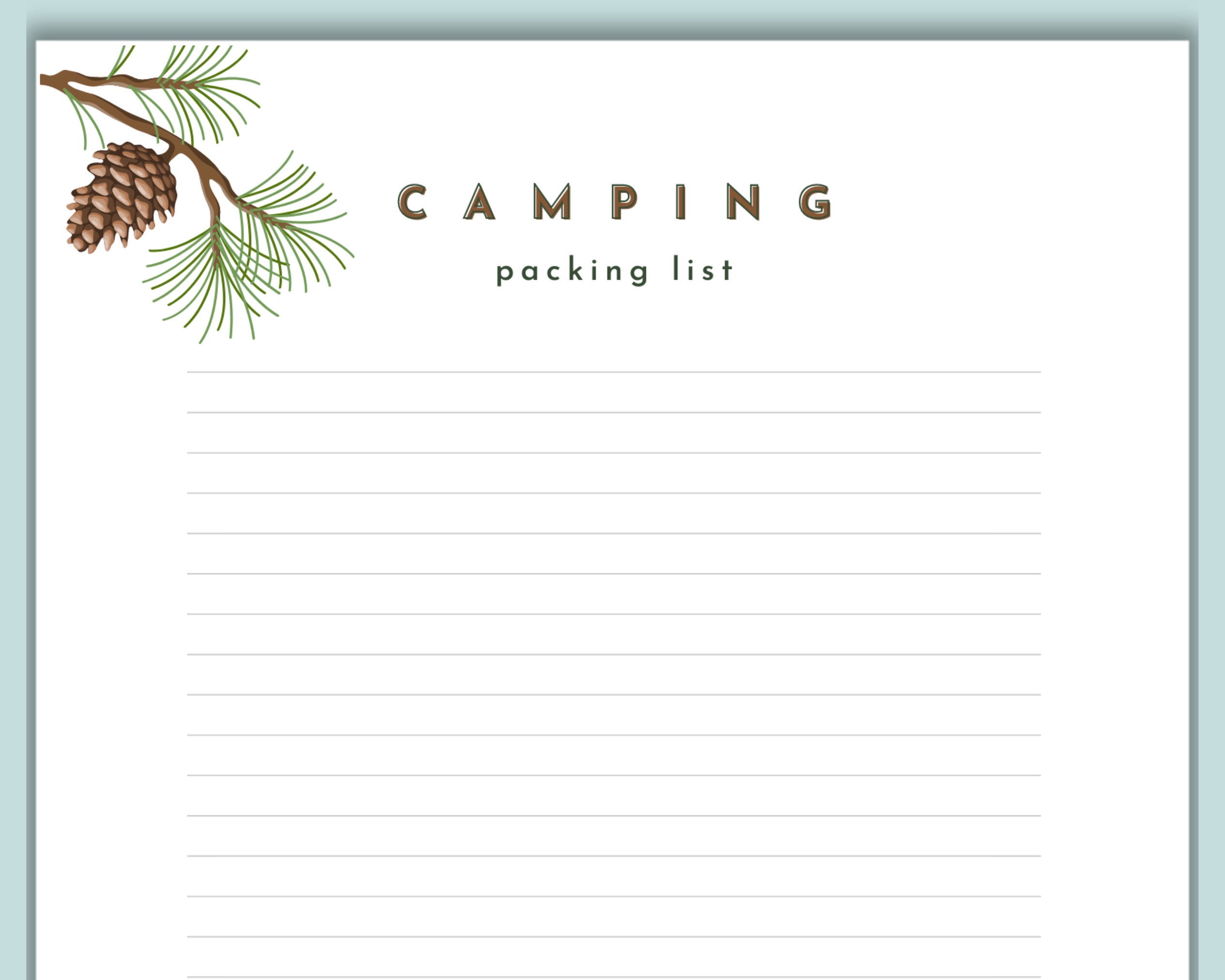 Printable BLANK Camping Checklist Planner Digital Packing Check List - Etsy