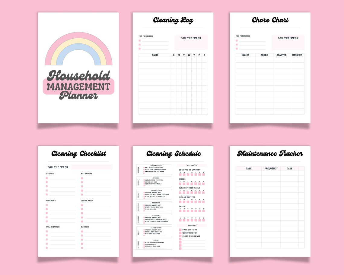 Printable Home Organization Planner Household Management Etsy