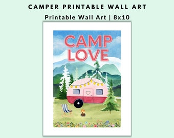 Camping Wall Art Print | Camp Love | Camper Digital Download Printable