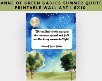 Anne of Green Gables Summer Quote Starry Night Print |  Lucy Maud Montgomery Print | Digital Download Printable L.M. Montgomery