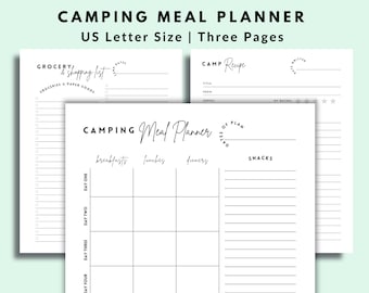 Printable Camping Meal Planner and Grocery Checklist for Glamping | Digital Shopping check list
