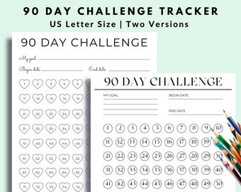 Printable 90 Day Challenge Habit Tracker | PDF | Quarterly Goal Planning | 12 Week Plan