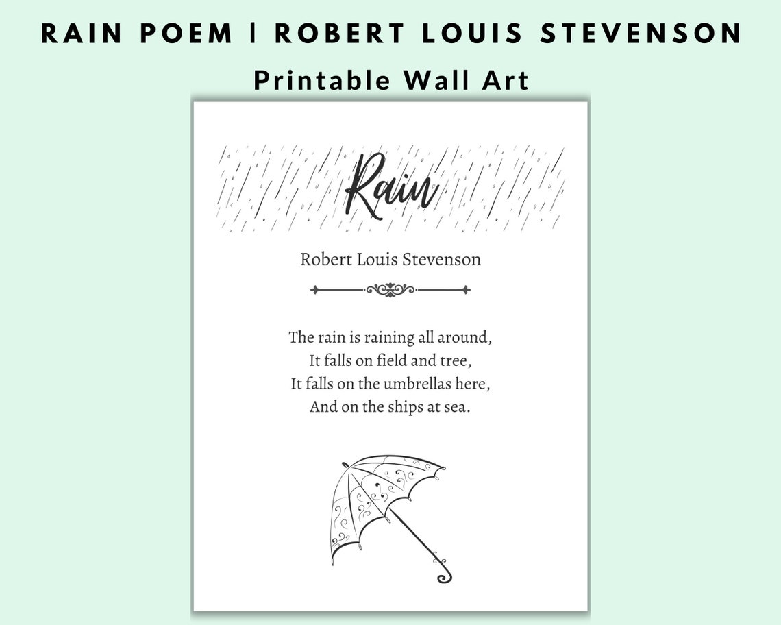 The Rain Poem Print by Robert Louis Stevenson | Digital Download ...