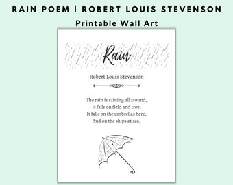 The Rain Poem Print by Robert Louis Stevenson | Digital Download Printable | Child's Garden of Verses