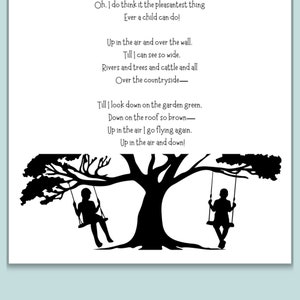 The Swing Poem Print by Robert Louis Stevenson Digital Download Printable Child's Garden of Verses image 5