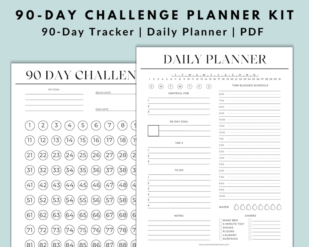 90 Day Challenge Habit Tracker Kit Printable | PDF | Quarterly Goal ...
