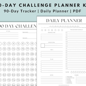 90 Day Challenge Habit Tracker Kit Printable | PDF | Quarterly Goal Planning | 12 Week Plan