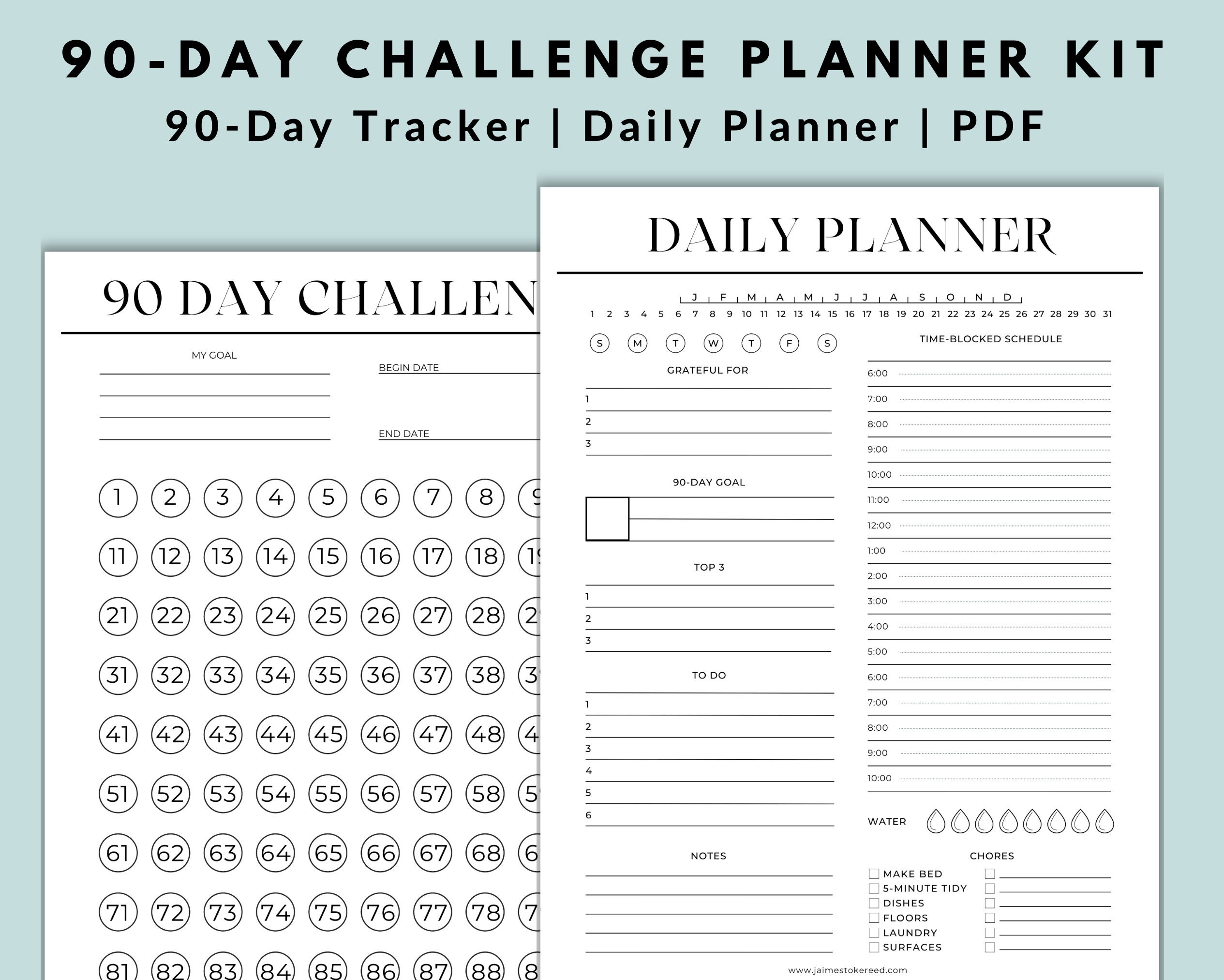 90 Day Challenge Habit Tracker Kit Printable | PDF | Quarterly Goal ...