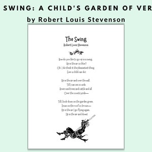The Swing Poem Print by Robert Louis Stevenson Digital Download Printable Child's Garden of Verses image 1