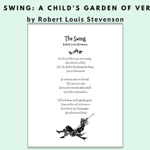 The Swing Poem Print by Robert Louis Stevenson Digital Download Printable Child's Garden of Verses image 1