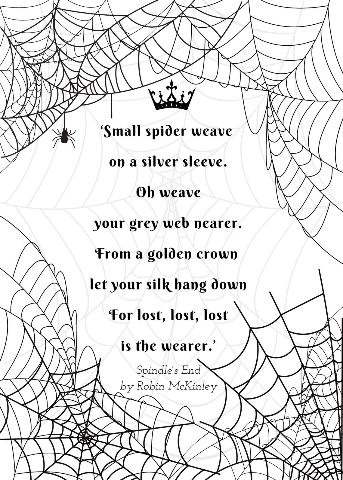 Spindle's End sleeping Beauty Print by Robin Mckinley Small Spider