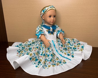 18 inches Doll Clothes, 18 inch doll dress, AG historical dress, Dress with puffy