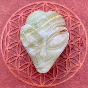 Hand Carved Natural Jade Crystal Alien Head