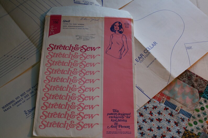 Vintage Stretch and Sew Pattern 1973 Shell Shirt #350 Square Collar ...