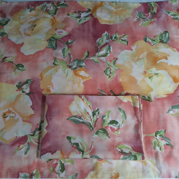 Vintage new pillowshams the Bibb company pinks peachy background golden yellow flowers perfect cond