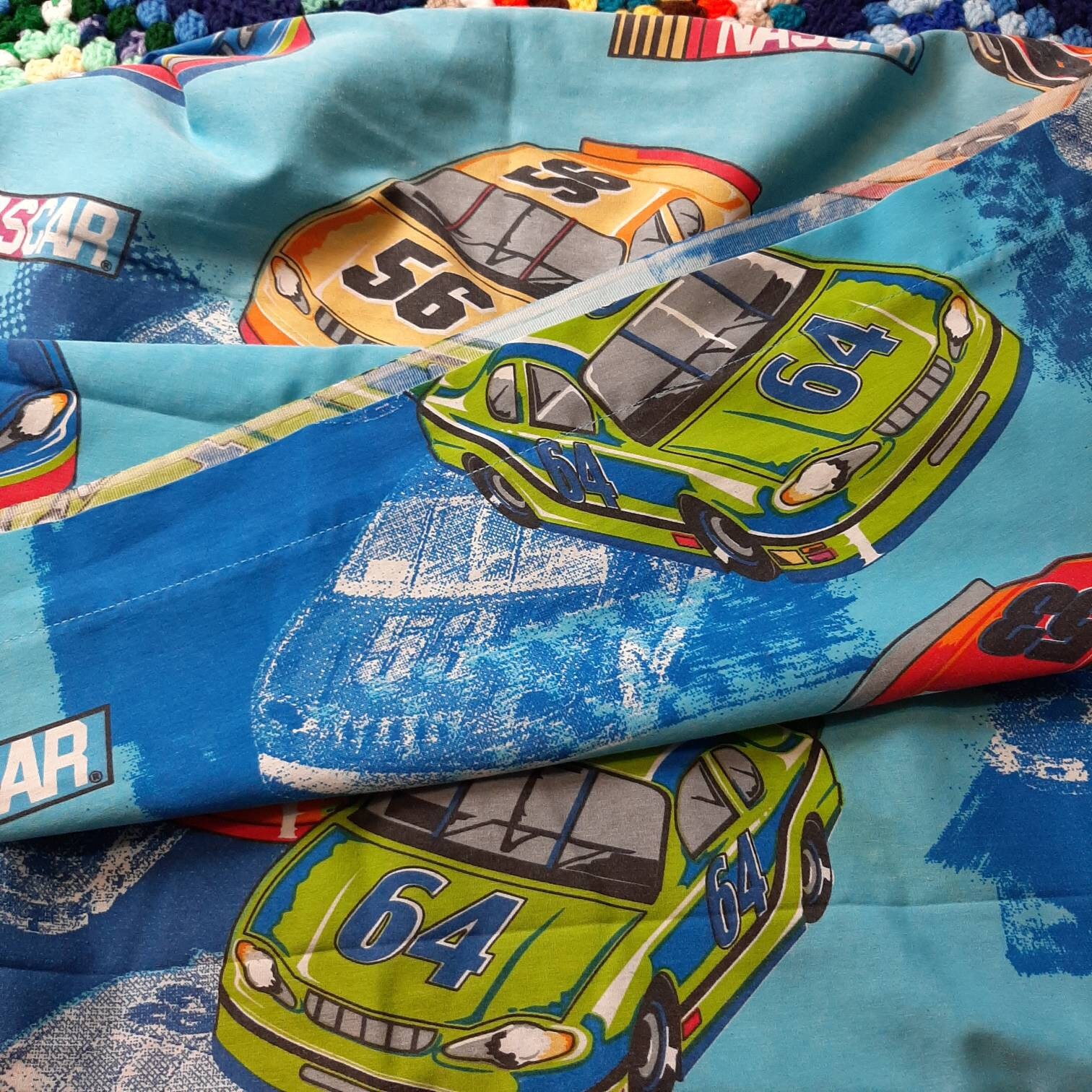 NASCAR twin sheet flat Dan River vintage kids Etsy