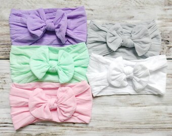 Baby Head Wraps | Baby Headband | Wide Bow Head Wrap | Nylon Baby Headband | Newborn Headband | Soft Knot Head Wrap | Baby Girl Headband