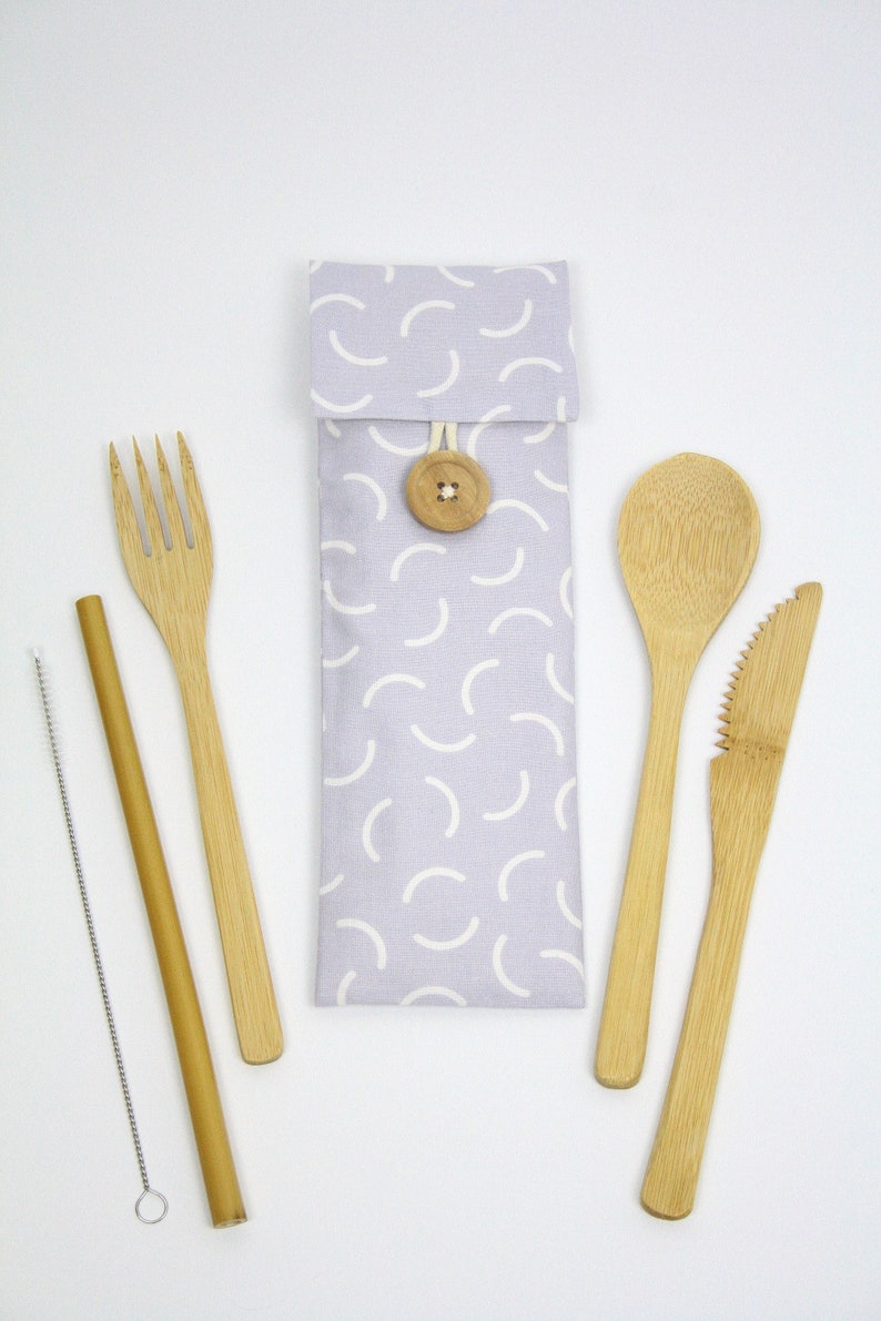 Cutlery Pouch Set of Spoon Fork Knife Straw and Metal Etsy