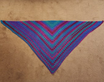 Granny Shawl - Peacock - Crocheted