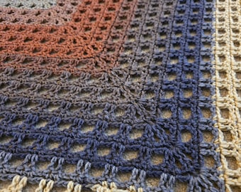 Chal de crochet de doble filete - Patrón PDF