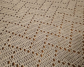 PDF - Herringbone Filet Blanket Crochet Pattern